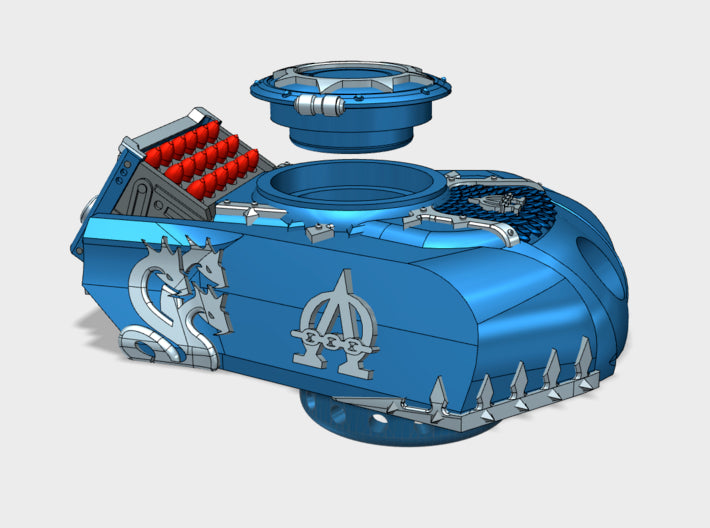 Hydra Legion : Rhayus Battle Tank Turret (open) 3d printed