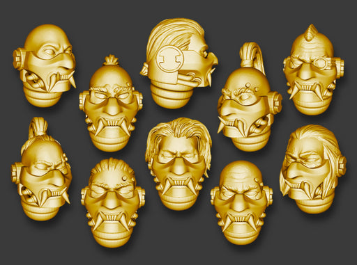 10x Oni Masked : Marine Heads - Set 1 3d printed