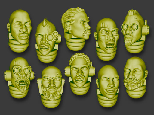 10x African : Bare Marine Heads - Set 1 3d printed