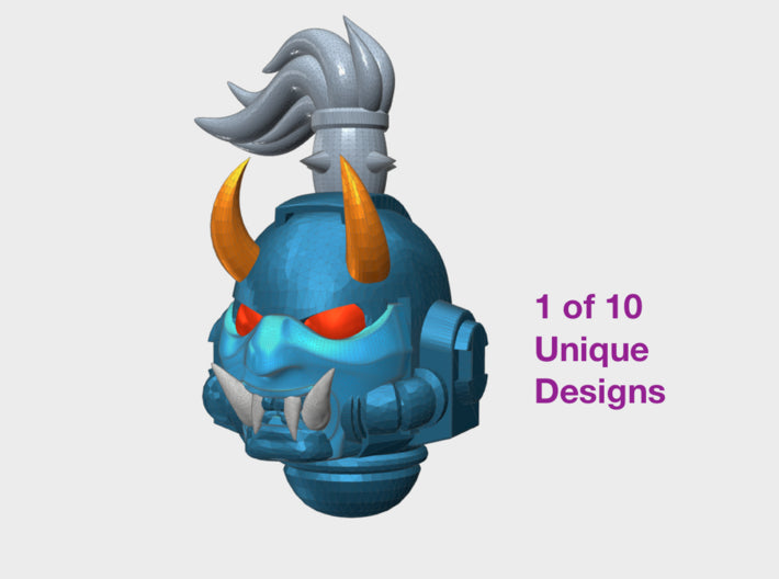 10x Ornate - G:9 Oni Reiver Helmets 3d printed