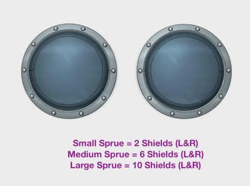 Riveted - Round Power Shields (L&amp;R) 3d printed